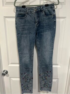 French Dressing Jeans - Olivia Embroidered Ankle Crop Jeans - Blue